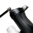 Close-up of The Handy Handsfree Cup showing its design and mounting mechanism for hands-free use.