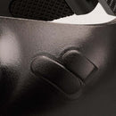 Close-up of The Handy Handsfree Cup showing the sleek black design and mounting details for stability.