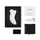 LELO SONA 3 Clitoral Stimulator Cream in packaging with accessories, including charger and user guide.