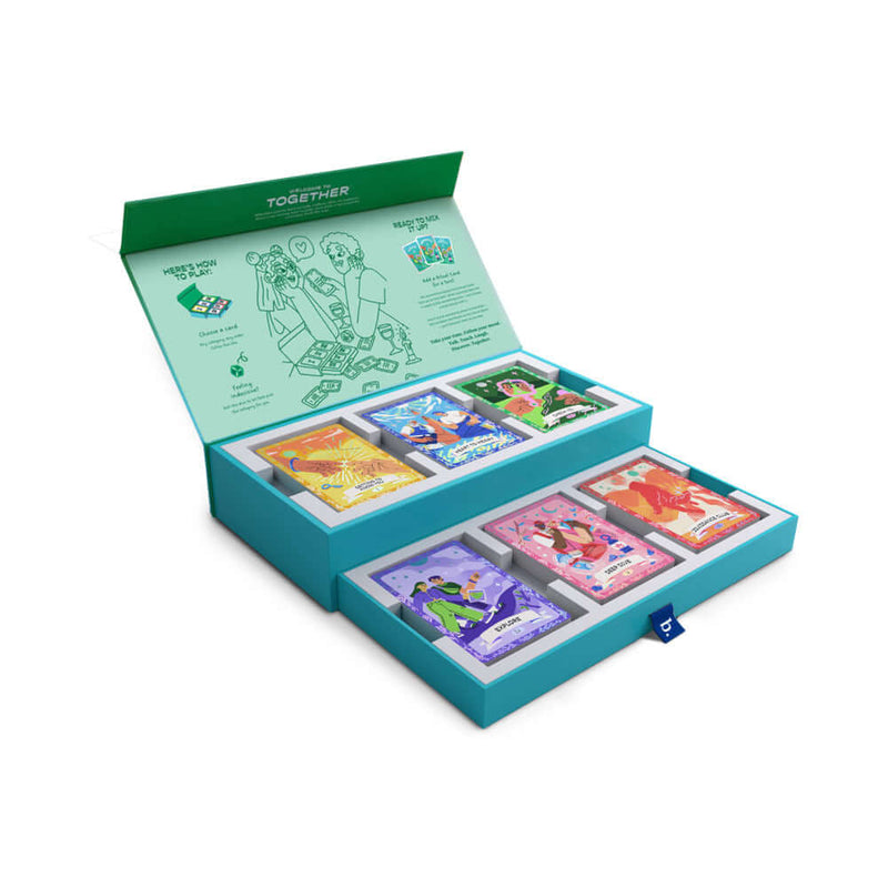 Biird x Jouissance Club Together Couples Card Game packaging showcasing card designs and game components.