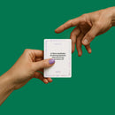 Biird x Jouissance Club Together Couples Card Game with hands reaching for a card on a green background.