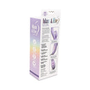 Adam & Eve Violet Vixen G-spot Rabbit Vibe packaging featuring light purple design and product details.
