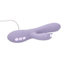 Adam & Eve Tickle Me Softly Soft Flexible Rabbit Vibe in lavender with buttons for adjustable stimulation.