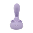 Adam & Eve Lilac Licks Rotating Tongue G-Spot Vibrator showcasing lilac silicone design and dual stimulation points.