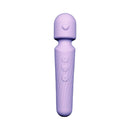 Adam & Eve Lilac Love Silicone Wand Massager with heart-shaped head and control buttons in soft lilac silicone.