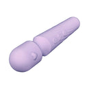Adam & Eve Lilac Love Silicone Wand Massager showcasing its heart-shaped design and buttons in a soft lilac color.