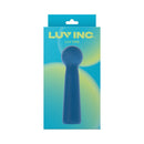 Luv Inc Lo34 Luv Orb Mini Wand Vibrator Blue packaging featuring a compact design and rounded head for enhanced pleasure.