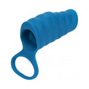 Levelz Vibrating Silicone Cock Sleeve and Ball Ring Teal, featuring a ribbed sleeve and ball ring for enhanced pleasure.