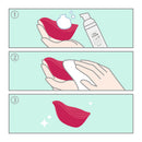 Instructions for Tenga Iroha Item Cleaner for Silicone Toys usage, showing cleaning process step by step.