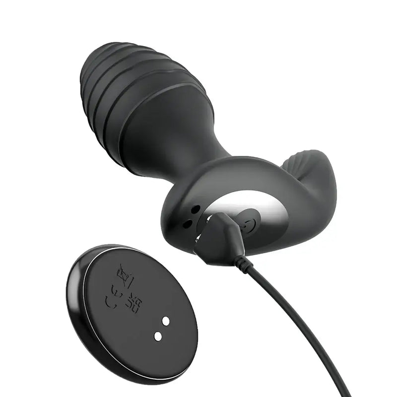 Anal Fantasy Elite Gyro Milk Pro Black with textured plug and remote control for prostate stimulation.