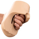 PDX Plus Double Pounder Vibrating Squeeze Stroker Light held in a hand, showcasing its soft texture and ergonomic design.