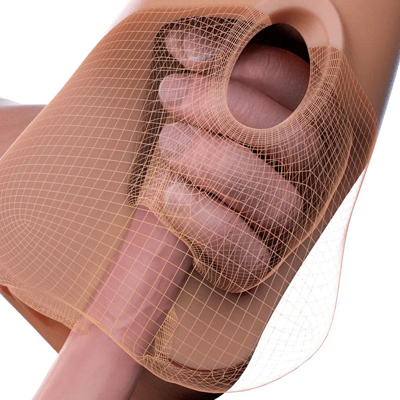 PDX Plus Double Pounder Vibrating Squeeze Stroker Brown showing realistic lifelike grip and design.