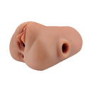 PDX Plus Double Pounder Vibrating Squeeze Stroker Brown lifelike detail with dual entry design
