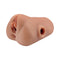 PDX Plus Double Pounder Vibrating Squeeze Stroker Brown lifelike detail with dual entry design