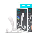 b-Vibe P-Spot Slim White product shown with packaging for a beginner-friendly internal stimulation experience.