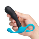 b-Vibe P-Spot Curl held in hand, showcasing its ergonomic design and vibrant colors for targeted internal stimulation.