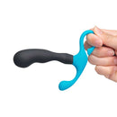 b-Vibe P-Spot Curl ergonomic silicone massager held in hand for hands-free internal stimulation.