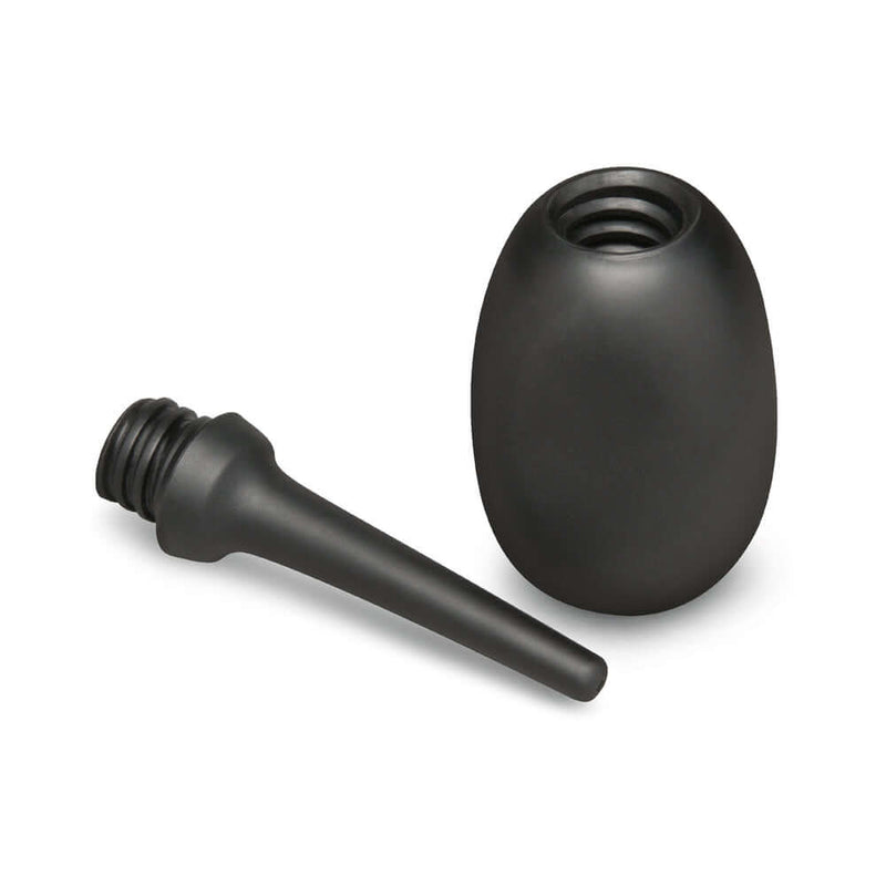b-Vibe Flexible Silicone Anal Douche Black with removable nozzle for easy cleaning and use.