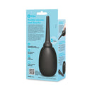 b-Vibe Flexible Silicone Anal Douche Black packaging with details and features for safe cleansing.