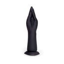 b-Vibe Vibrating Silicone Fisting Dildo displayed in a realistic hand shape, designed for powerful vibrations and intense pleasure.