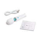 Le Wand Classique Mini Wand Massager with USB charger and manual for convenient wellness on the go.