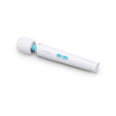 Le Wand Classique Petite Wand Massager showing sleek design and control buttons, perfect for travel and powerful massage.