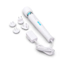 Le Wand Classique Plug-In Wand Massager with charging accessories and interchangeable plugs.