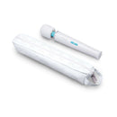 Le Wand Classique Rechargeable Wand Massager with storage pouch for convenient portability and use.