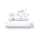Le Wand Classique Rechargeable Wand Massager with accessories and storage pouch laid out