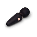 Le Wand Mini Micro Wand Black with rose gold details for travel-friendly relaxation.