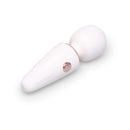 Le Wand Mini Micro Wand White in compact design with rose gold button and soft silicone head.