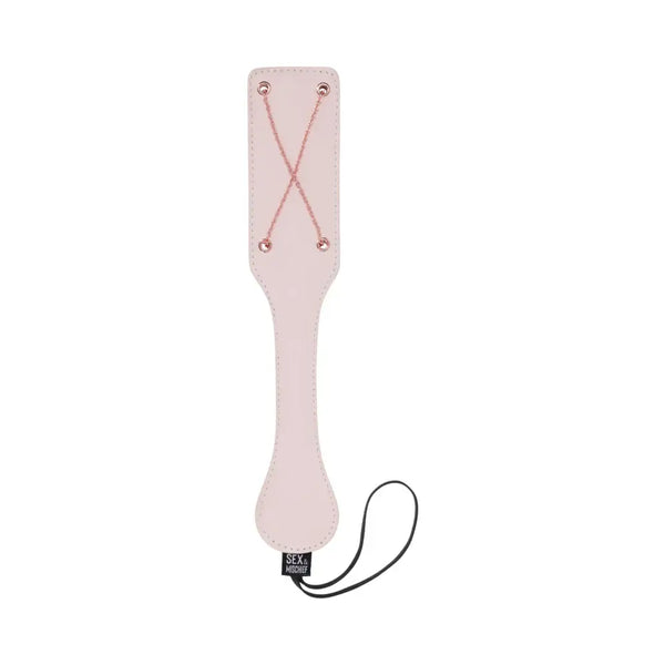 Peaches n CreaMe Chain Impressions Paddle in soft faux leather with rose gold chain detail for unique pleasure experiences.