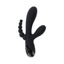 Selopa Triple Aces Rechargeable Triple Rabbit Vibrator Black featuring three shafts and anal beads for enhanced pleasure.