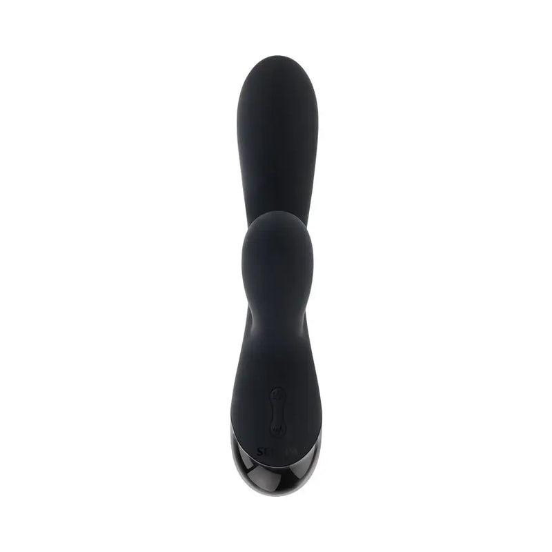 Selopa Triple Aces Rechargeable Triple Rabbit Vibrator Black top view displaying unique design and features.