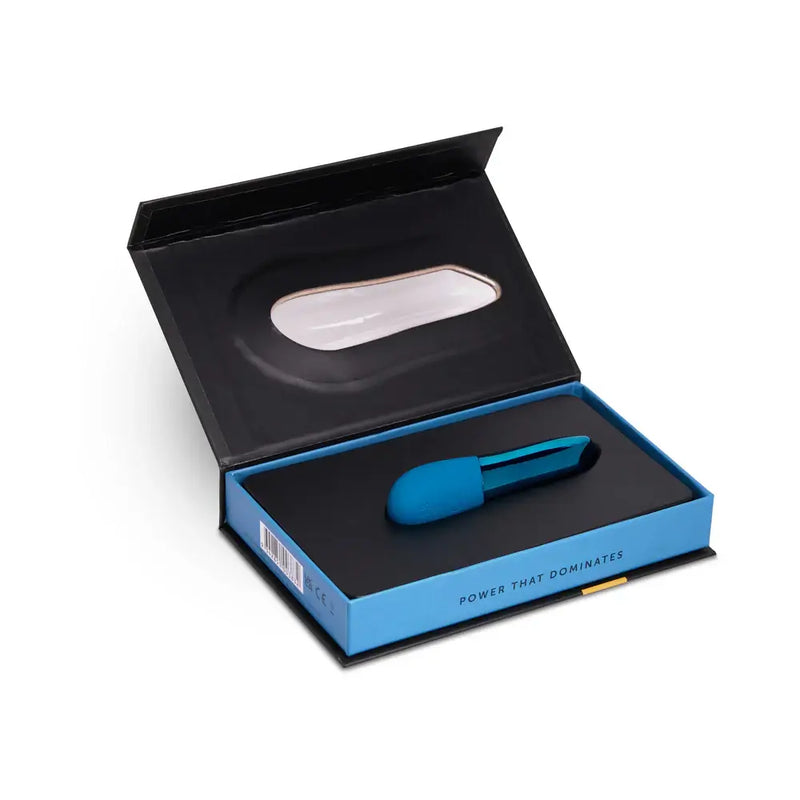 Nu Sensuelle Nikita XLR8 Bullet with Turbo Boost Motor Blue in open packaging, showcasing its sleek design.