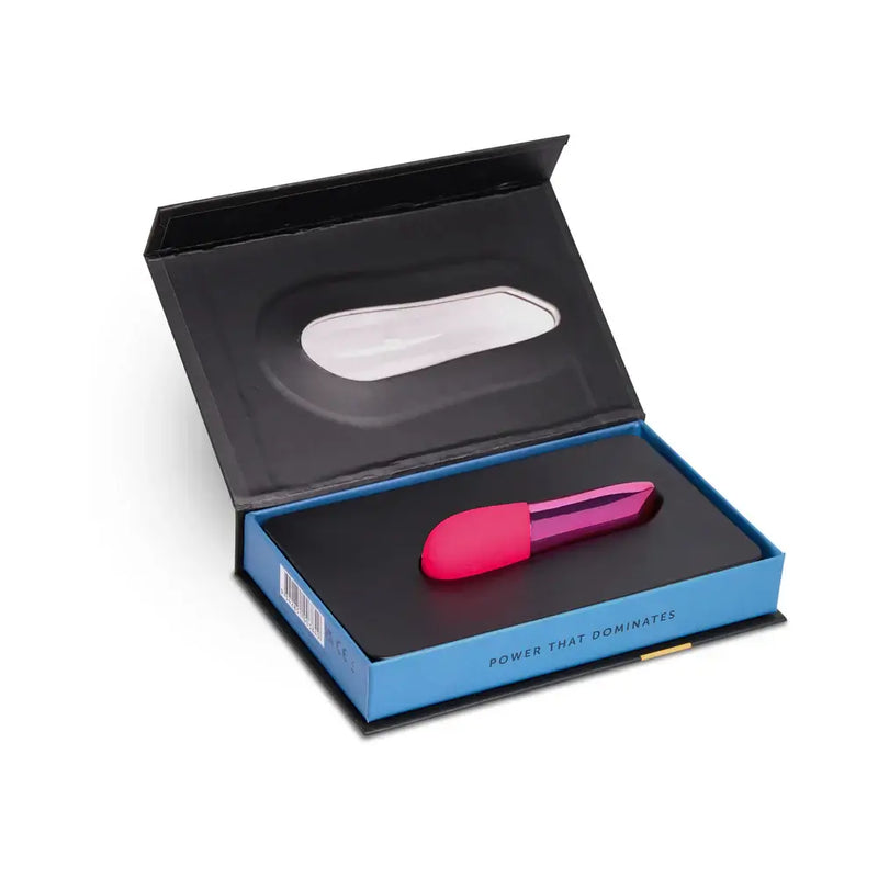 Nu Sensuelle Nikita XLR8 Bullet with Turbo Boost Motor Pink in its packaging, showcasing elegant design and powerful vibrations.