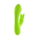 Brat Bunny Rechargeable Silicone Rabbit Vibrator Green showcasing vibrant design and dual stimulation features.