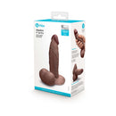 b-Vibe Slipskin Realistic Silicone Dildo 6 inch Girthy Brown packaging with detailed design and size information