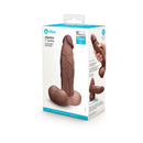 b-Vibe Slipskin Realistic Silicone Dildo 7 inch Girthy Brown packaging with product details and lifelike design.