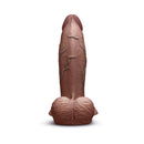b-Vibe Slipskin Realistic Silicone Dildo 7 inch Girthy Brown displayed from the back showing intricate details.