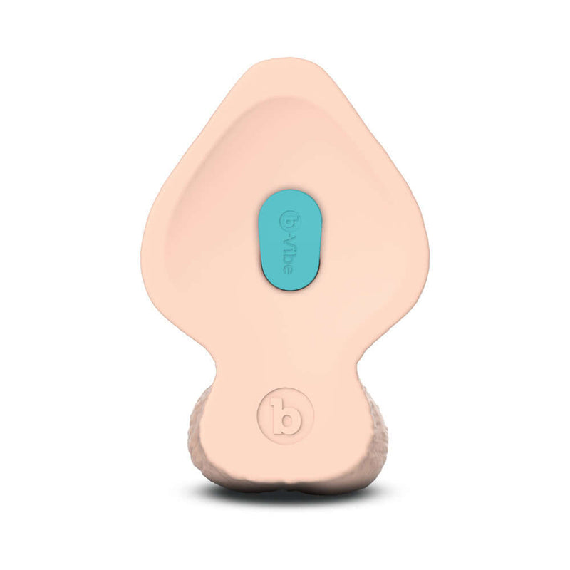 b-Vibe Slipskin Realistic Silicone Dildo 8 inch Girthy Cream showing the underside design and texture for enhanced realism.