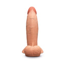 b-Vibe Slipskin Realistic Silicone Dildo 8 inch Girthy Mocha showing realistic texture and lifelike design from the back.
