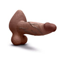b-Vibe Slipskin Realistic Silicone Dildo 8 inch Girthy Brown side view showing realistic design and texture