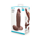b-Vibe Slipskin Realistic Silicone Dildo 9 inches Girthy Brown packaging with lifelike details and textures.