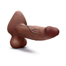b-Vibe Slipskin Realistic Silicone Dildo 9 inches Girthy Brown displayed from a side angle to highlight realistic details.