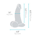 b-Vibe Slipskin Realistic Silicone Dildo 6.5 inch Curved Cream dimensions and size chart