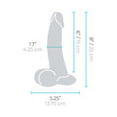 b-Vibe Slipskin Realistic Silicone Dildo 8 inch Curved Cream dimensions with measurements shown