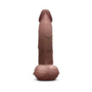 b-Vibe Slipskin Realistic Silicone Dildo 8 inch Curved Brown showcasing its lifelike details and curved design.