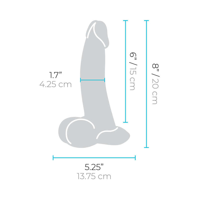 b-Vibe Slipskin Realistic Silicone Dildo 8 inch Curved Brown dimensions 8 inch height 5.25 inch width 1.7 inch thickness