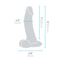 b-Vibe Slipskin Realistic Silicone Dildo 9 inch Curved Cream dimensions and size chart
